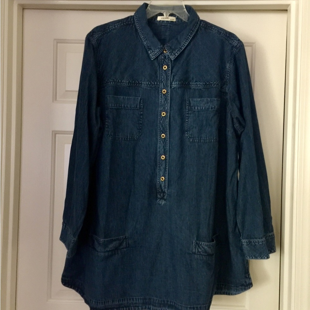 Denim Tunic with Curved Banded Hem NWOT Size 4X/28